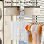 15.7Ft Retractable Clothesline Indoor an Anti-sag Retractable Clothesline Outdoor,Laundry Line Wall Mounted Stainless Steel Wire Laundry, with 12 Clip(White)