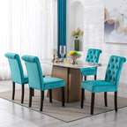 Velvet Dining Chairs Set of 6 Upholstered Dining Room Chairs Modern Tufted Accent Chairs Wooden Parsons Side Chairs for Home Kitchen Restaurant, Cyan