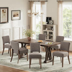Upholstered Dining Chairs Set of 6, Fabric Kitchen Chairs with Padded Seat & Back, Solid Wood Legs, Modern Simple Dining Room Chairs for Kitchen, Dining Room, Living Room, Brown