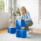 ECR4Kids SoftZone Toddler Modular Stool Seating Set, Classroom Furniture, Blue, 2-Pack