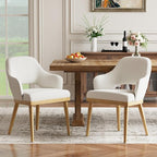 Wooden Dining Chairs Set of 2, Modern Fabric Upholstered Dining Room Chair, Kitchen Side Chairs, Farmhouse Dinner Chair with Open Back for Kitchen, Beige
