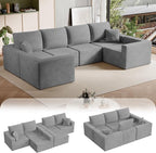 Homall Sectional Couches for Living Room, Modern Boneless Couch with Deep Seat, Upholstered Cloud Sofa, No Assembly Required (Grey, Oversized Sofa)