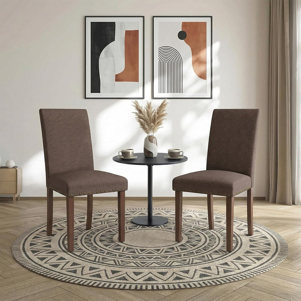 TLSUNNY Upholstered Dining Chairs Set of 2/4, Tufted Parsons Design with Nail...