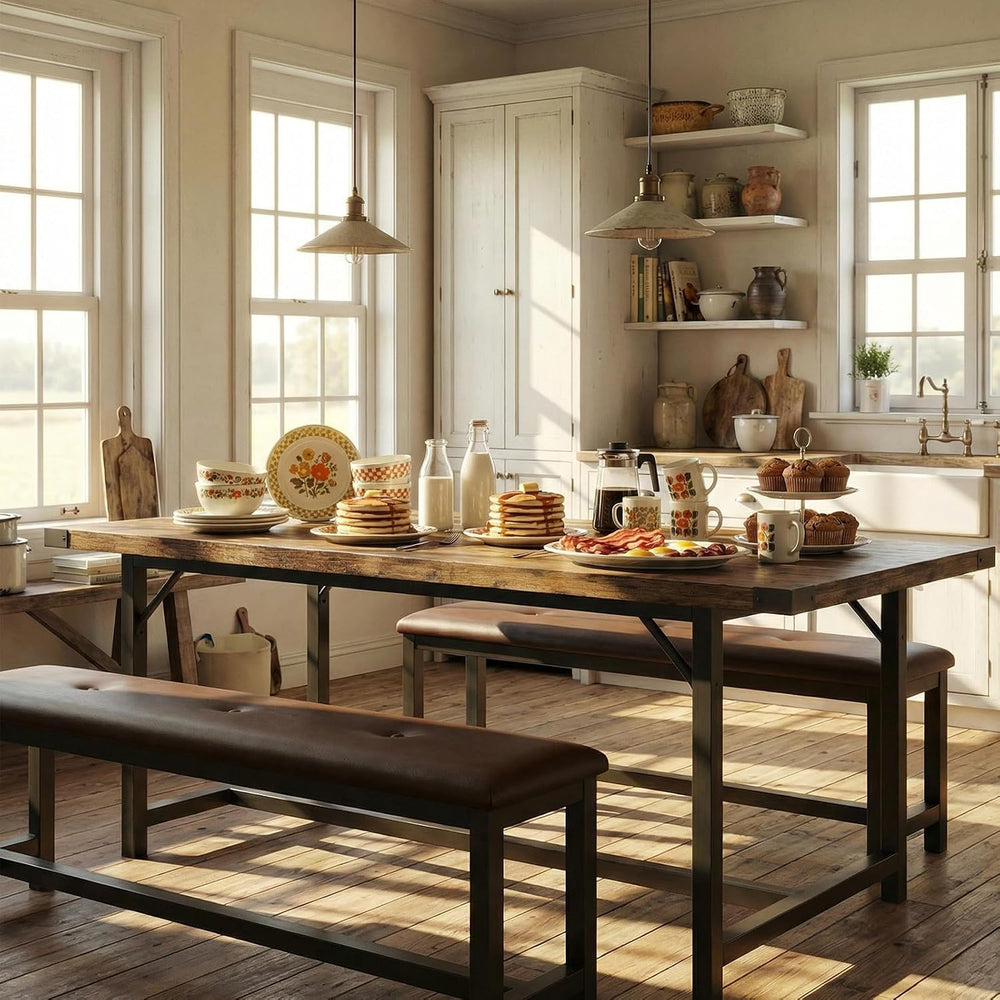 GarveeHome 5 Piece Extendable Dining Table Set for 4-6, Kitchen Table & 2...