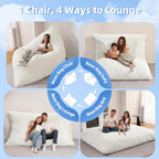 HABUTWAY 4 in 1 Bean Bag Chair, Giant Memory Foam Filling Bean Bag Sofa, Adult Bean Bag Chair, Machine Washable Faux Fur Cover, Bean Bag for Adult (White)