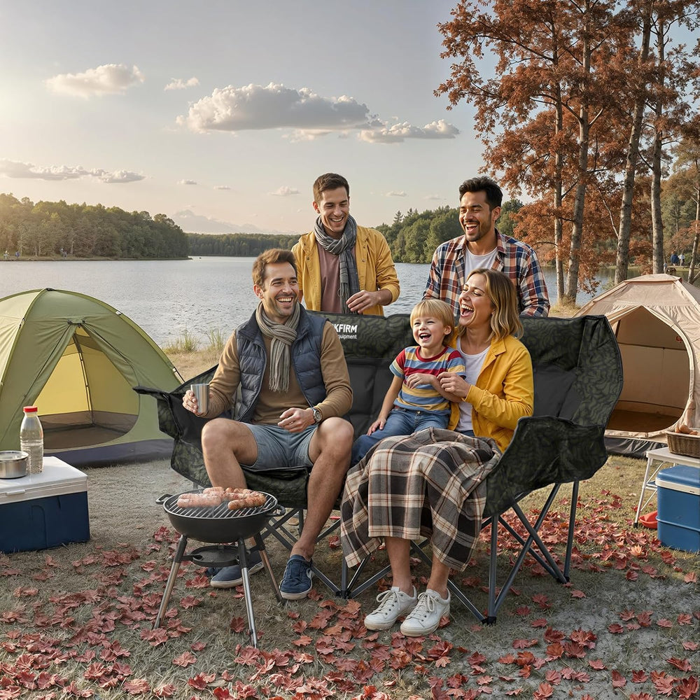 Double Camping Chair Oversized Padded Camping Chairs for Adults Folding Loves...