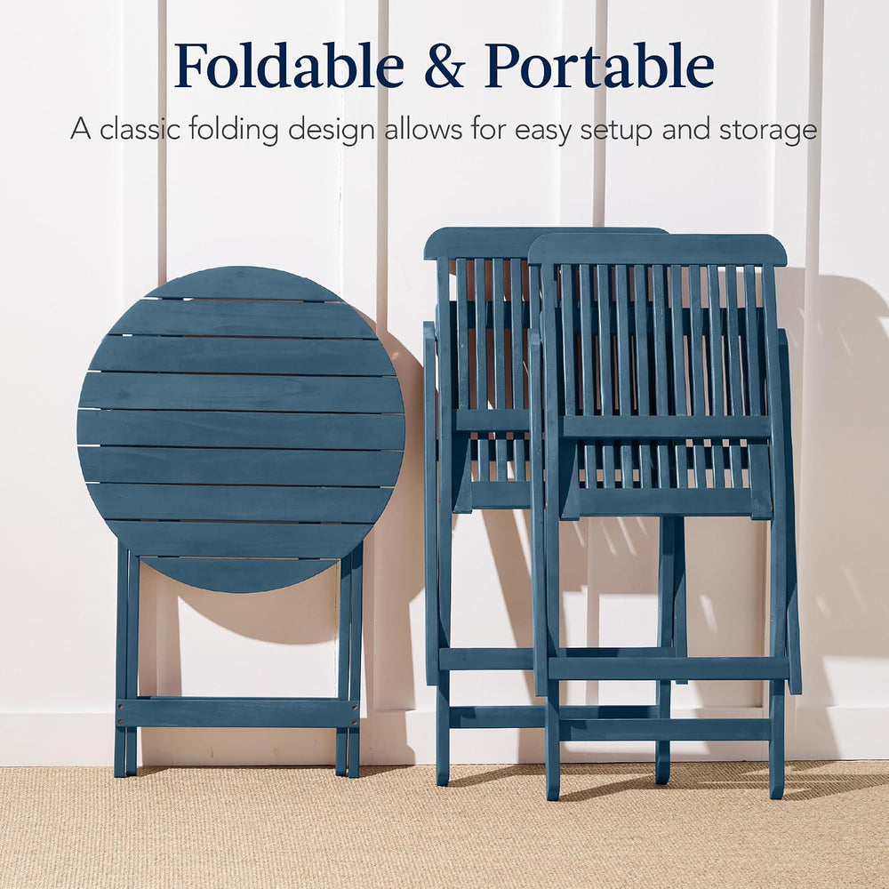 Best Choice Products 3-Piece Acacia Wood Bistro Set, Folding Patio Furniture ...