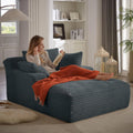 HRVEOCEI 67" Chaise Lounge Indoor, Oversized Chaise Lounge Chair with 3 Comfy Pillows for Living Room Bedroom, Wide Arms Corduroy Fabric High-Density Foam No Assembly Required (Grey)