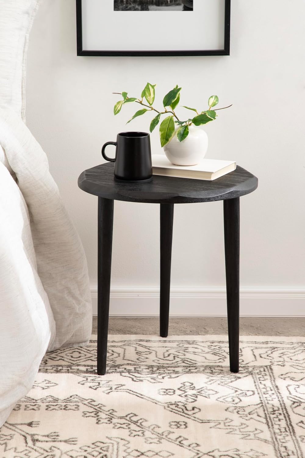 Kate and Laurel Tavares Modern Wooden Round Side Table, 18 x 18 x 20, Black, ...