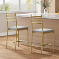 GarveeHome Bar Stools Set of 2, Counter Height Bar Chairs with Back and Thick Cushion, Upholstered Dining Chairs with Padded Seat, Barstools for Kitchen Island, Bar, Dining Room, Retro Gold