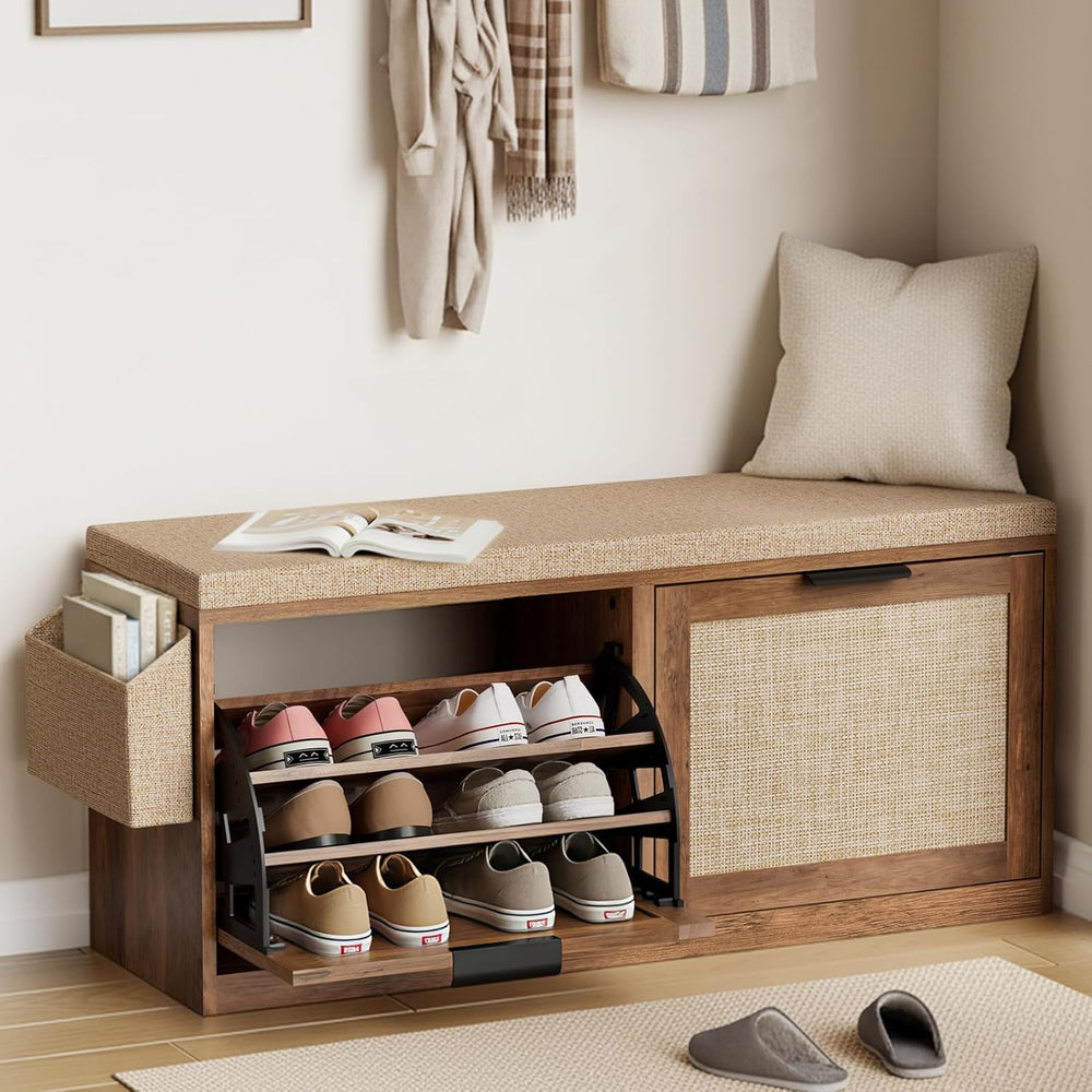 HOMMPA Shoe Storage Bench, Entryway Bench with Shoe Storage & 2 Flip Draw...