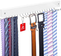 Tie Rack Wall Mounted, Belt Rack Tie Organizer for Men with 20 Storage Hooks, Non Slip 180 Degree Rotating Tie Holder Belt Hanger for Closet/Wall Mount