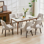 UVV Wooden Dining Chairs Set of 2, Mid Century Modern Upholstered Dining Room Chair Kitchen Chairs, Chenille Dinner Chair with Solid Wood Legs for Kitchen Dining Room, Light Grey