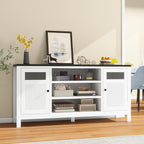 White Tv Stands for Living Room: 63 Inch Tv Cabinet for Tvs Up to 75 Inch, Tall Entertainment Center with Storage, Modern Fluted Media Console for 60 65 70 75 Inches Television (White)