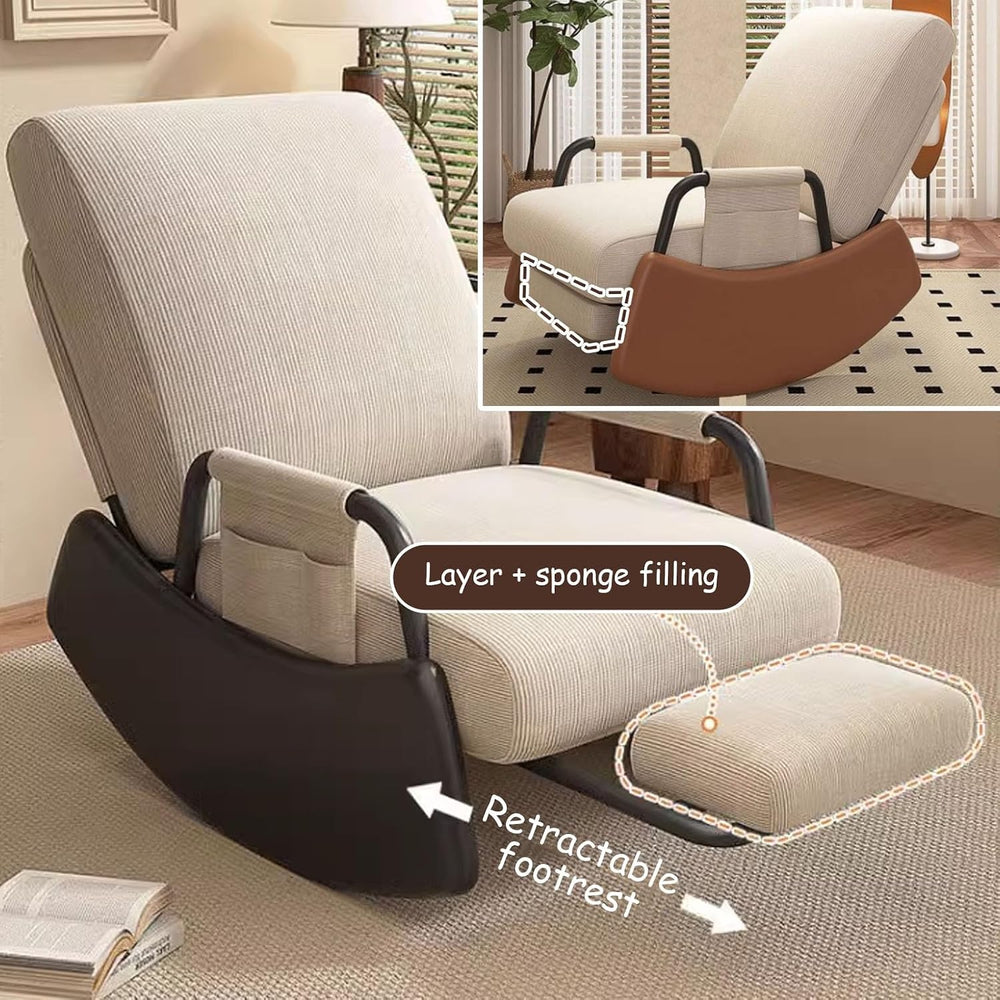 Rocking Chair with Side Bags, Adjustable Backrest Recliner Armchairs, Wide Ac...