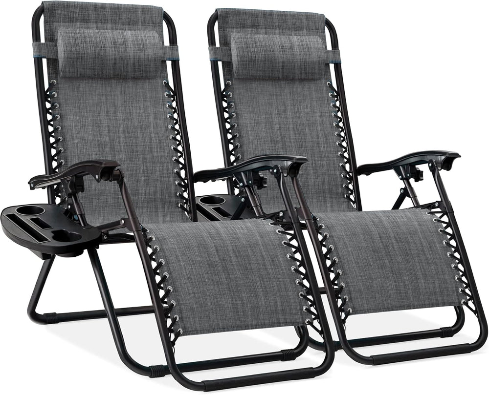 Best Choice Products Set of 2 Adjustable Steel Mesh Zero Gravity Lounge Chair...
