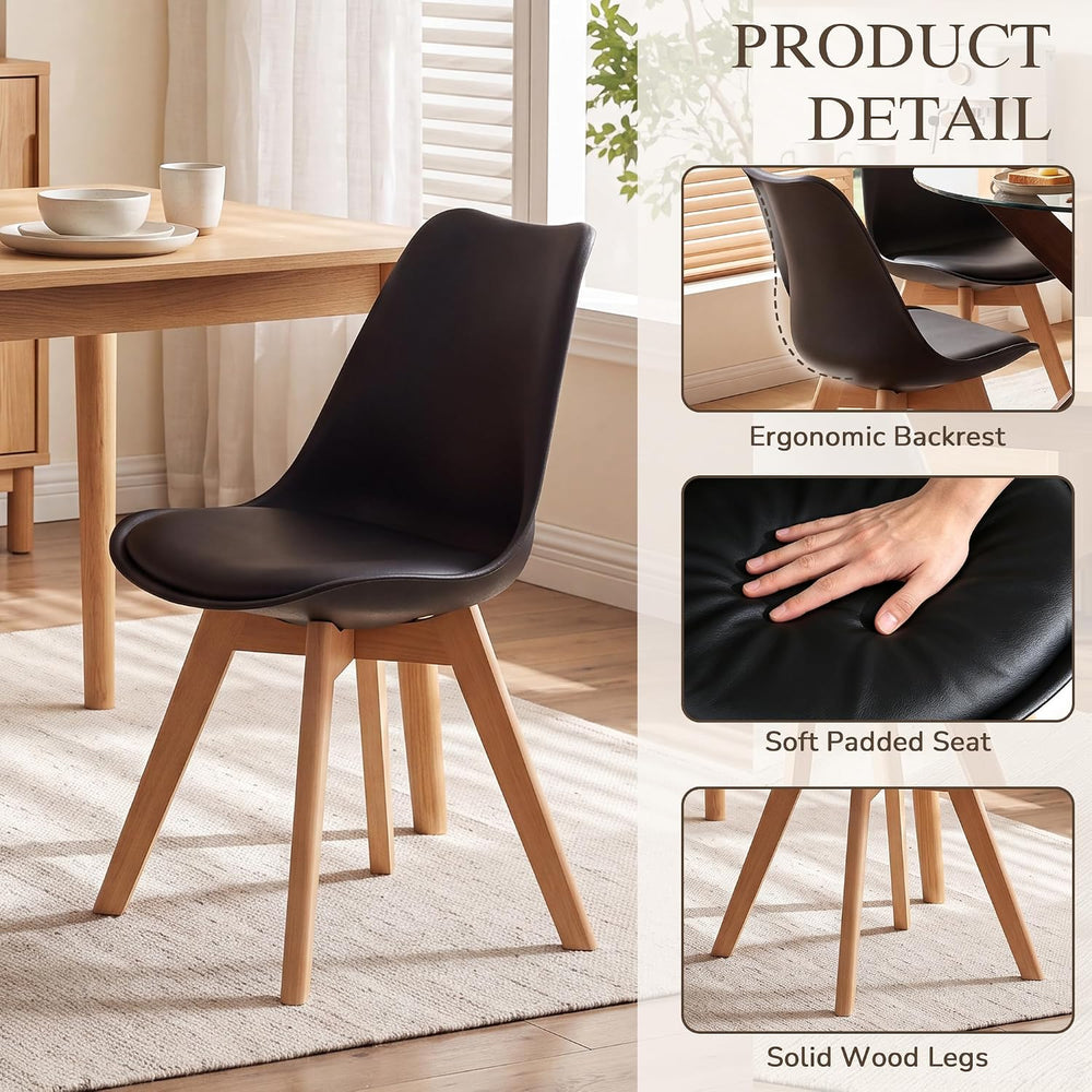 GOTMINSI Set of 2 Modern Style Chair Dining Chairs, Shell Lounge Plastic Chai...