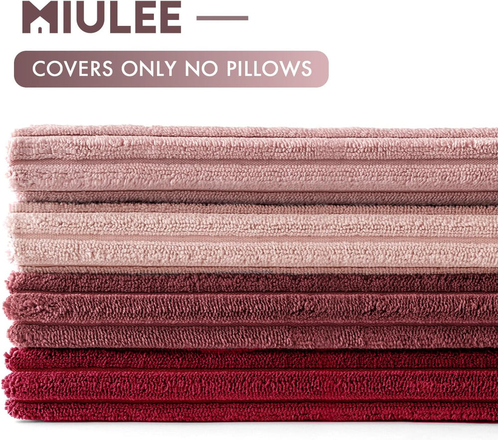 MIULEE Soft Corduroy Decorative Throw Pillow Covers Pink Series 18x18