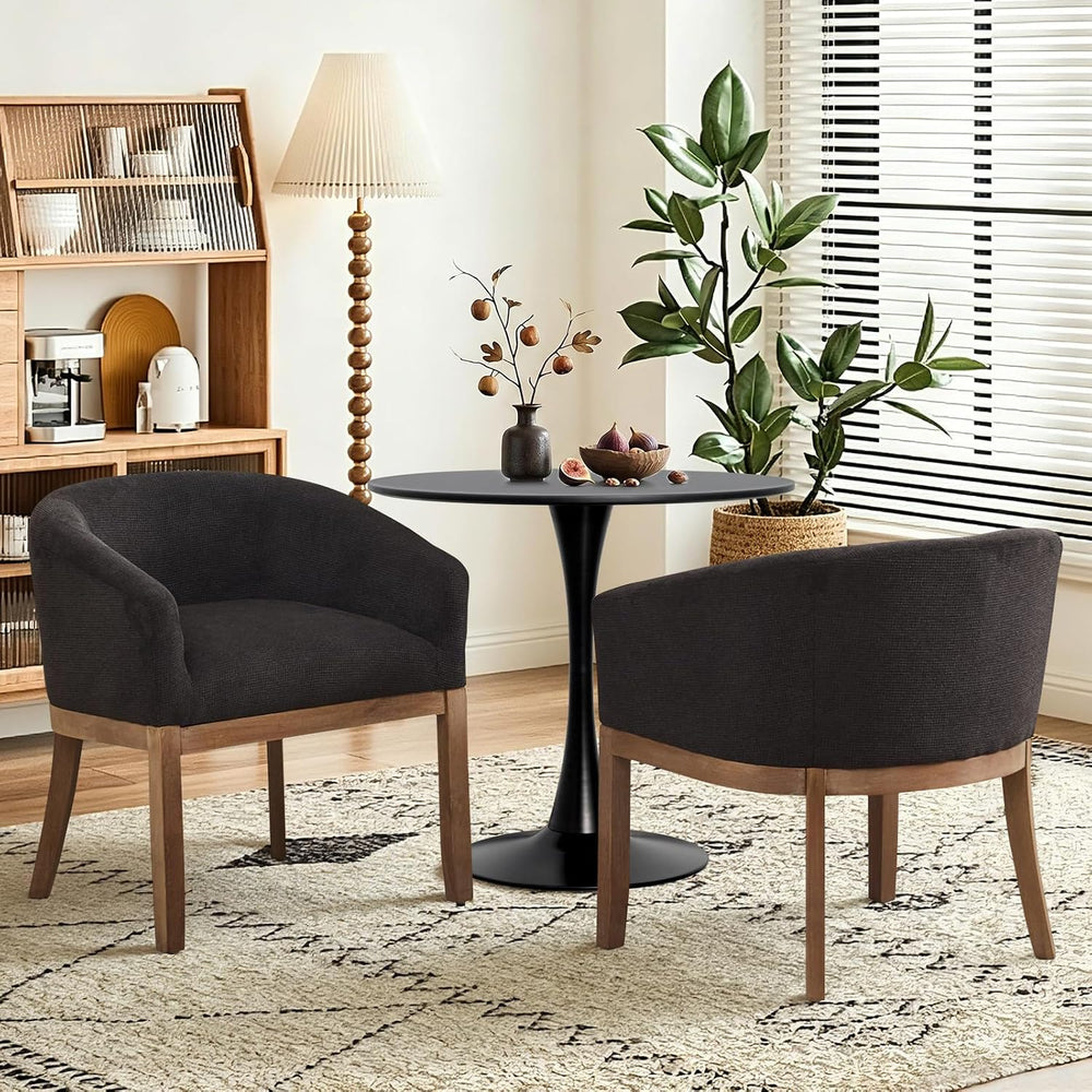 3 Piece Round Dining Table and Chairs Set for 2 | 31.5" Black Table,2 Bl...