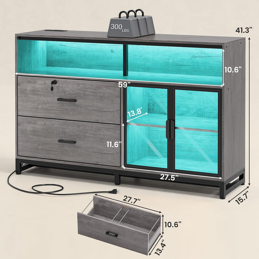 SEDETA 59" Filing Cabinet with Lock Drawers fits Legal Size for Home Off...