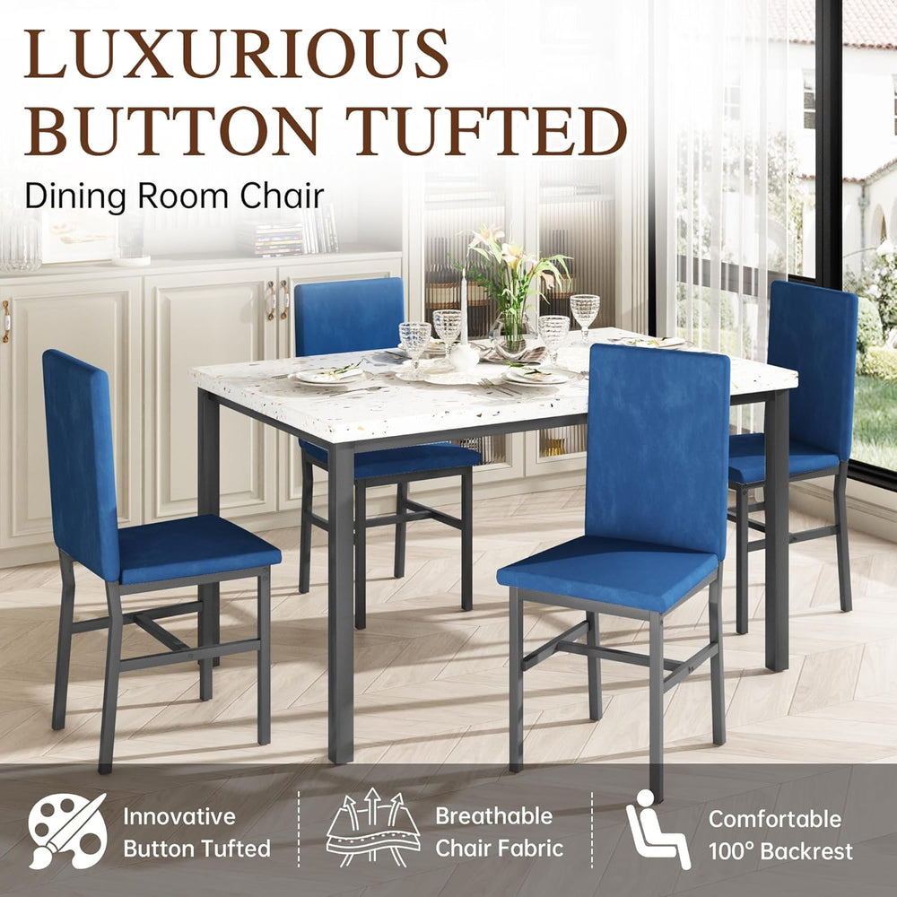 AWQM Dining Table Set for 4, Modern Faux Marble Dining Table Set with 4 Uphol...