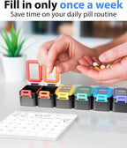 Weekly Pill Organizer 1 time a Day – Pill Box 7 Day with Enhanced Waterproof Seal, Large compartments Hold Big Vitamins & Supplements, Upgraded Locking lids, for Home & Travel use, Durable Hard case