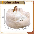 WLIVE 43'' Giant Bean Bag Chair, Bean Bag Sofa with Armrests for Adults, Bean Bag Couch with High-Density Memory Foam for Livingroom, Bedroom, Beige