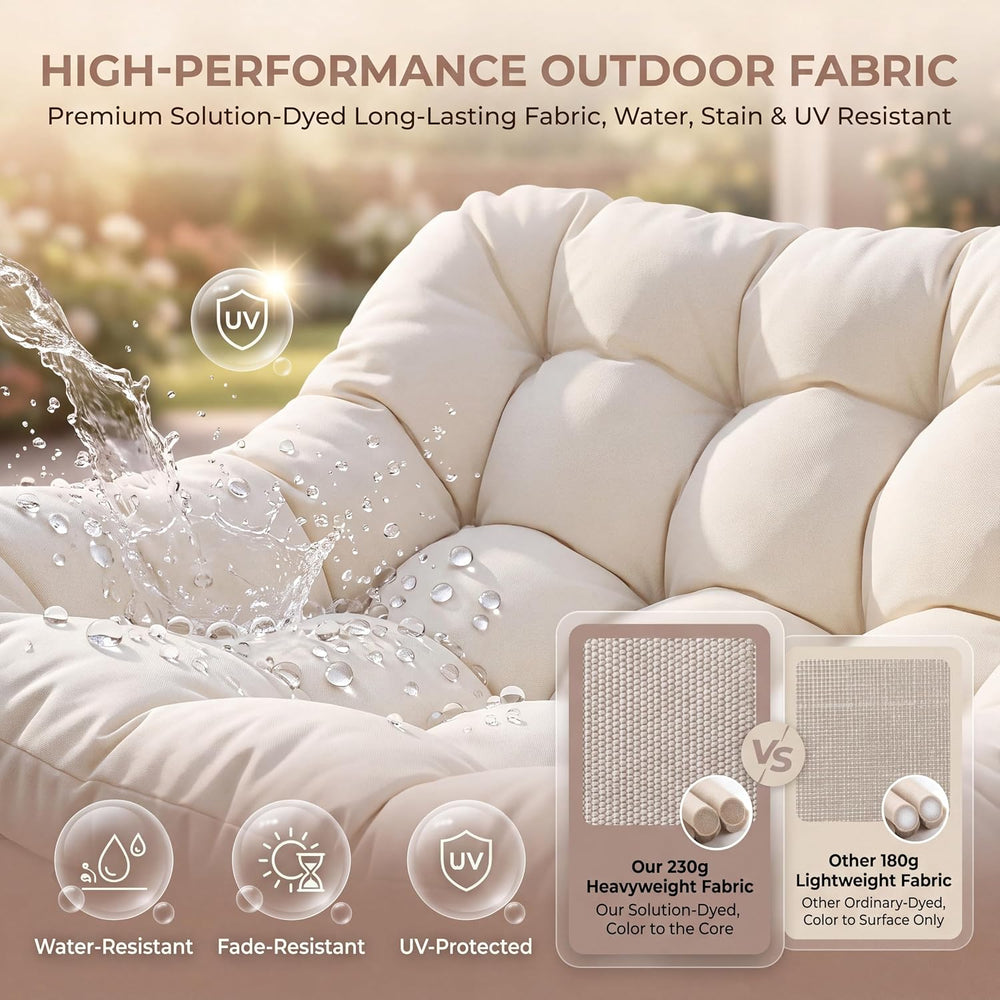 NICESOUL Oversized Double Rocking Papasan Chair with Thick Cushion, 2 Person ...