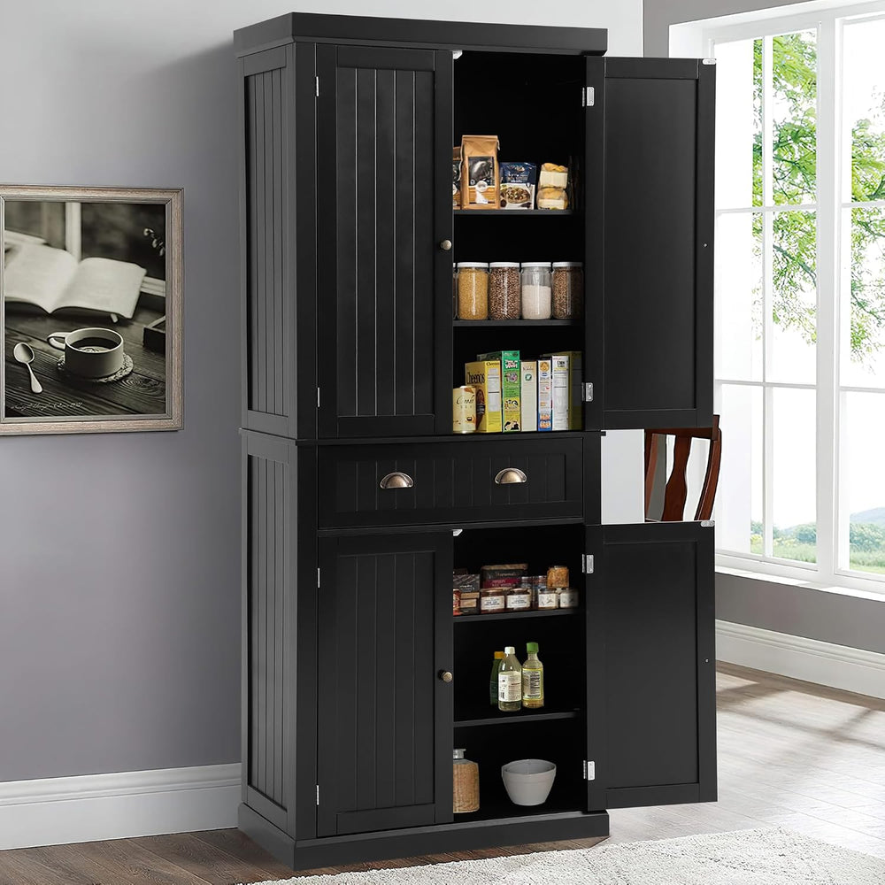 KIGOTY 72" Tall Kitchen Pantry Cabinet with Drawer and 4 Adjustable Shel...