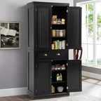 KIGOTY 72" Tall Kitchen Pantry Cabinet with Drawer and 4 Adjustable Shelves, Freestanding Pantry Storage Cabinets, Wood Cupboard Pantry Cabinet for Kitchen, Dining Room, Living Room, Black