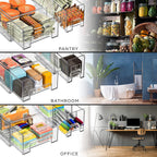 Sorbus Small Clear Stackable Storage Drawers – 6-Pack Plastic Organizer Bins with Handles – Stackable Pull-Out Storage Drawers for Closet, Pantry, Office, Bathroom, Craft, and Toy Organization