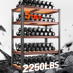 REIBII 72.1'' Storage Shelves 2250LBS Garage Shelving Heavy Duty 5 Tier Heavy Duty Shelving Adjustable Metal Shelves for Warehouse Basement Kitchen Pantry, 72.1" H x 35.5" W x18 D, 1 Pack