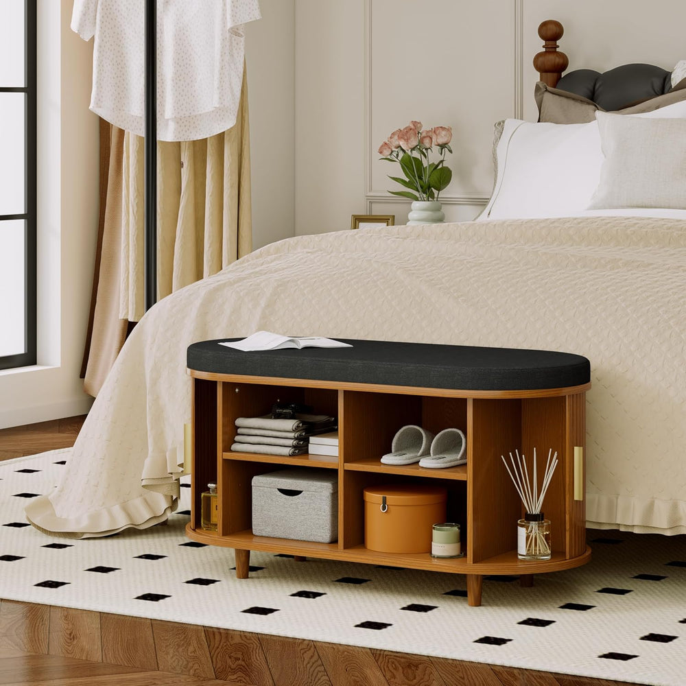 DHH 2-Tier Storage Bench,Wide Shoe Bench with Thickened Padded Seat Cushion, ...