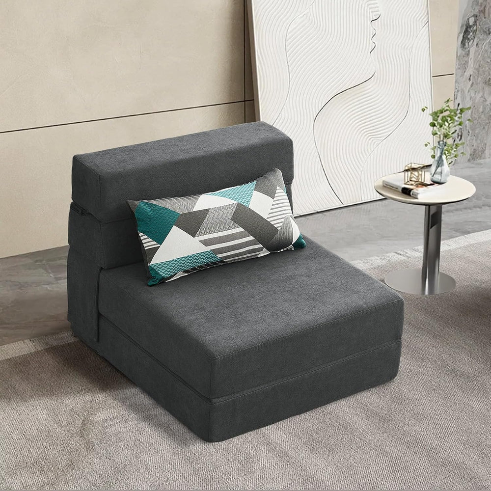 Foling Sofa Bed Convertible Sleeper Chair, Fold Out Chair Bed with Pillow | M...