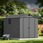 Devoko 6x10 FT Plastic Outdoor Storage Shed - Lockable Resin Tool Shed with Window & Floor - Easy Assembly for Garden, Backyard, Dark Gray
