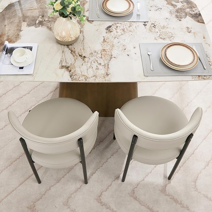 Faux Leather Dining Chairs Set of 4, Upholstered Kitchen and Dining Room Chai...