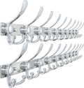 Dseap MaxStrong 2.0 Coat Rack Wall - 37” Long 10 Tri Hooks - Ultra Heavy-Duty Stainless Steel Wall Mount Coat Hanger, Hook Rail for Clothes Hats Jacket Towels Chromed, Pack of 2