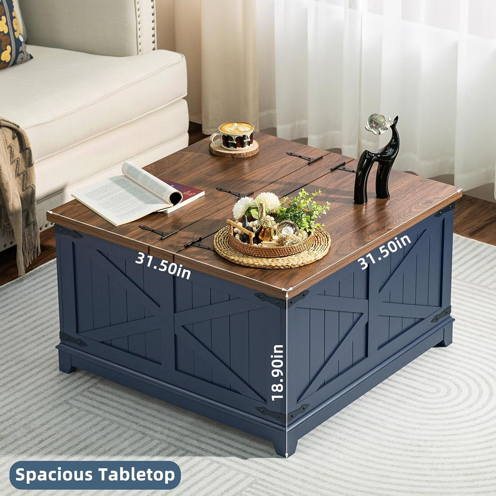 Farmhouse Coffee Table Set of 3, Furniture Set with Charging Station, Coffee ...