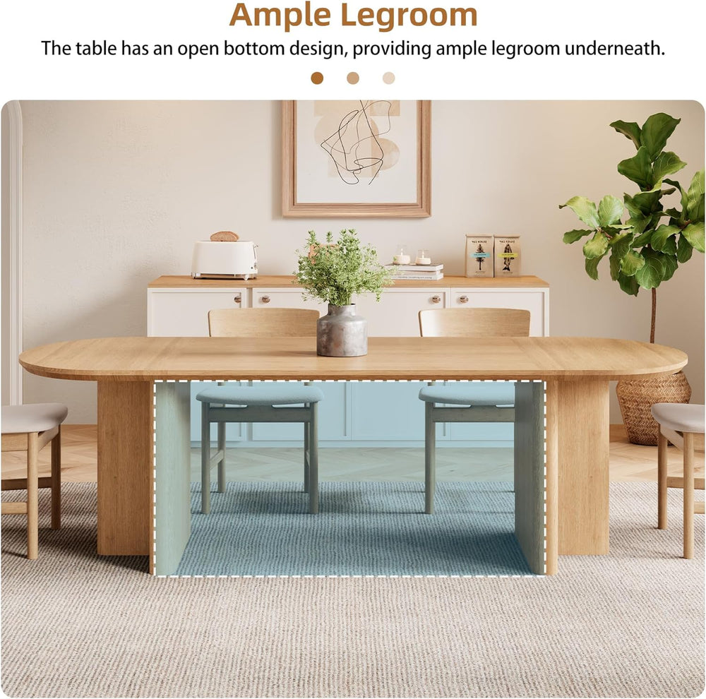 78.75" Oval Oak Dining Table for 6-8 Person, Modern Farmhouse Kitchen Ta...