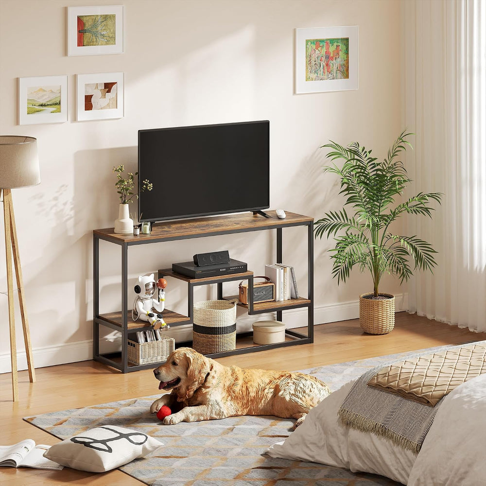 YOUDENOVA TV Stand for 55" TV, 3-Tier Storage Shelves, Rustic Brown | In...