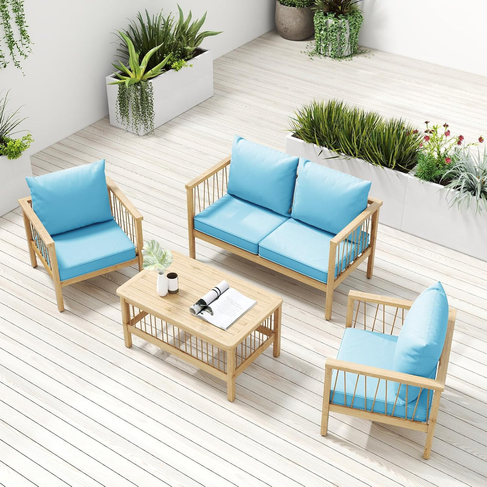 Outdoor Chair Cushions Set of 4, 22 x 22 Inch Patio Furniture Cushions with S...