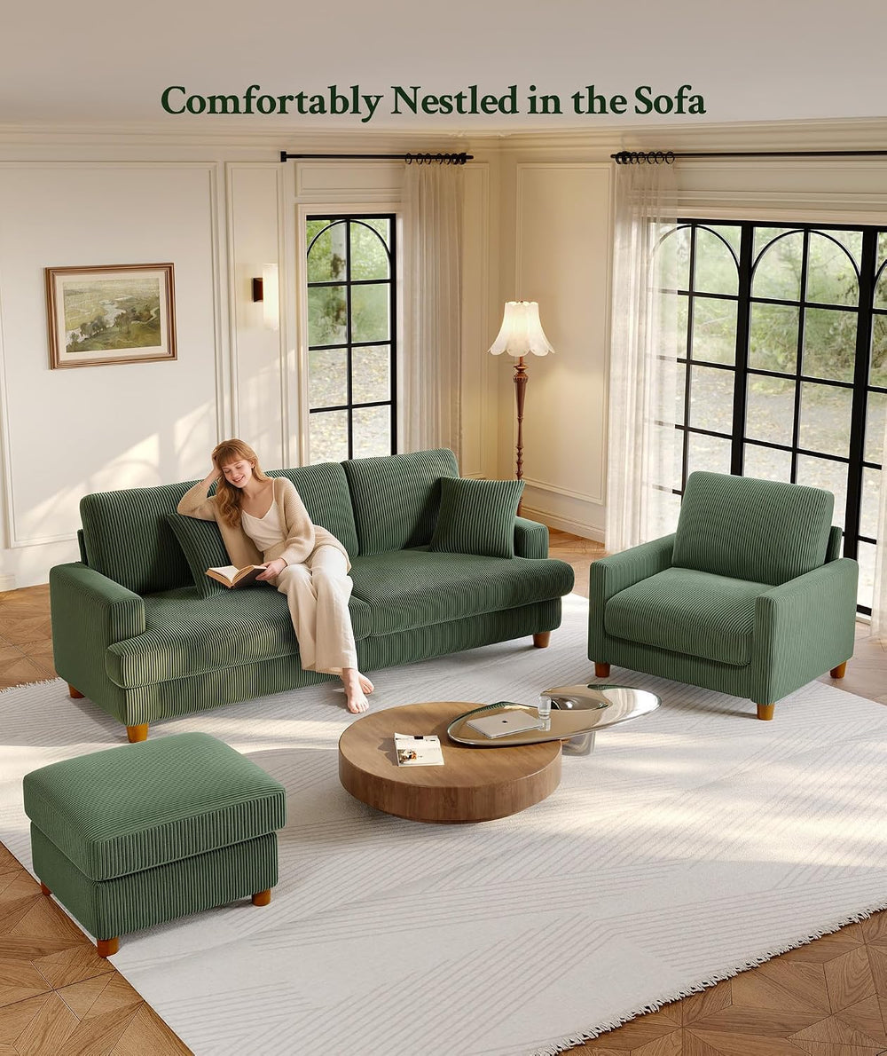 Welzona 25.2" Couches for Living Room, Comfy Green Ottoman with Storage,...