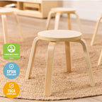 ECR4Kids Bentwood Stackable Stools, 12in Seat Height, Classroom Furniture, Natural, 6-Piece
