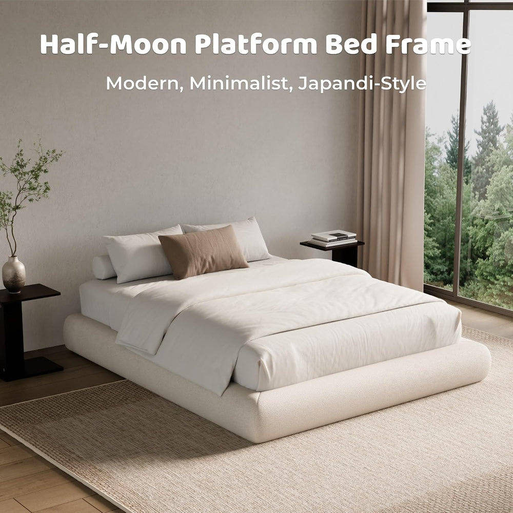 RECCI AirFrame Half-Moon Upholstered King Platform Bed Frame