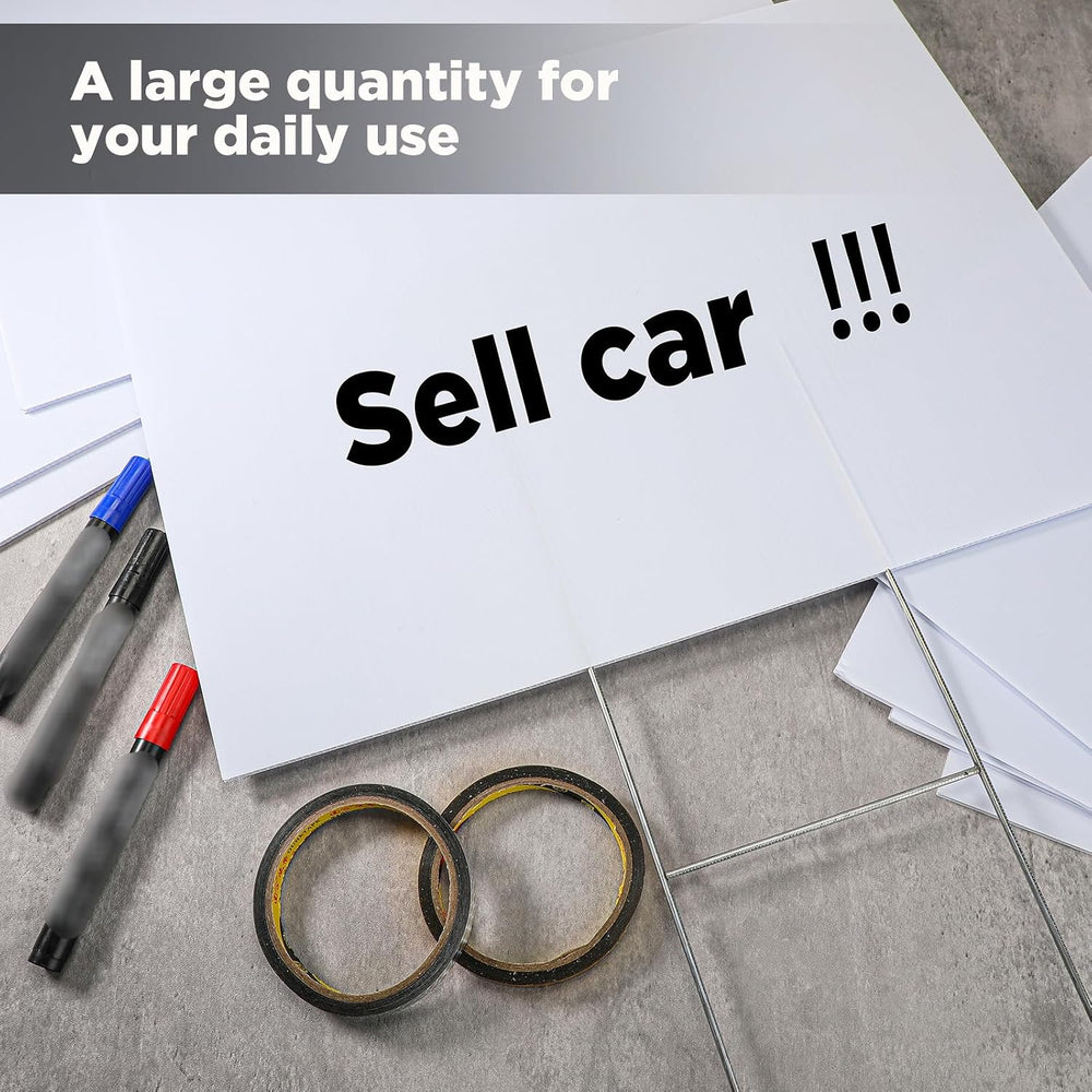 Teling 32 Pack Blank Yard Signs with Metal Stakes 19 x 14 Inch Double Sided C...