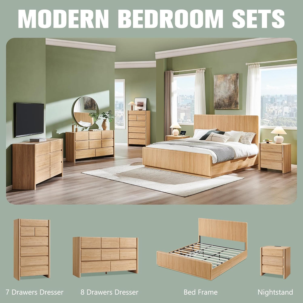 25" Tall Modern Nightstand Set of 2, 23.6" W Night Stand with Charg...