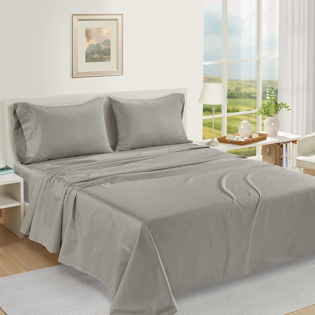 LANE LINEN Pillows Queen Size Set of 2 Soft 100% Egyptian Cotton Cool & Smooth 1000 Thread Count Pillow Cases - Silver