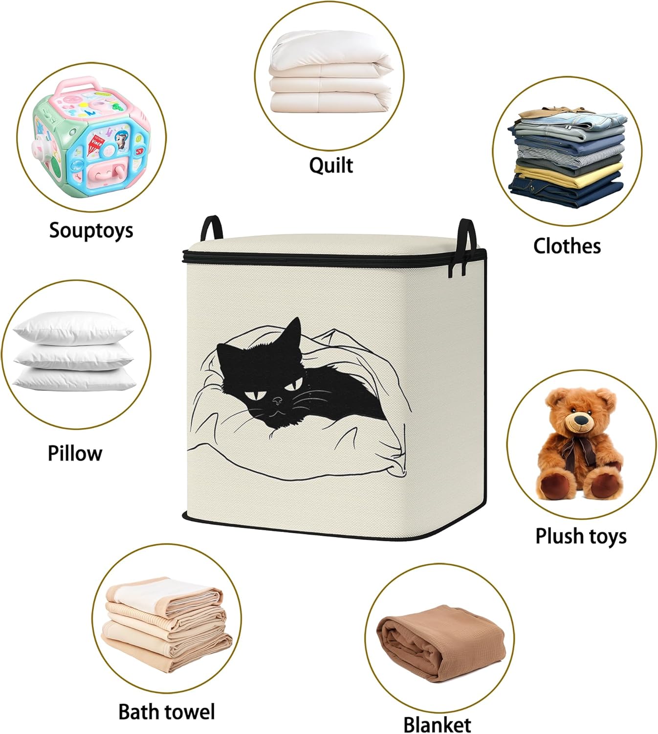 Large Comforter Storage Bag with Zipper,Closet Organizer for Clothes/Blankets/Quilts/Pillows,Fabric Moving Bags with Portable Handles 95L(2-Pack)