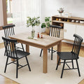 HOMCOM Windsor Dining Chairs Set of 4, Farmhouse Wooden Kitchen Chairs with Rubber Wood Frame and Spindle Backrest for Dining Room, Living Room, Black