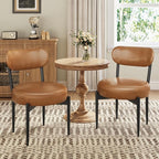 Upholstered Dining Chairs Set of 2, PU Leather Dining Room Chairs with Sturdy Metal Legs, Kitchen Chairs for Dining Room/Kitchen/Restaurant/Hotel, Modern Style, Brown
